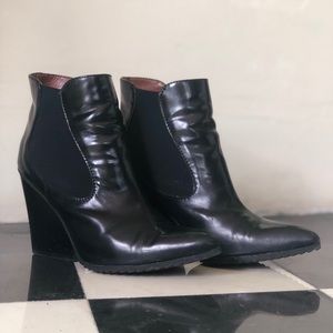 Steven by Steve Madden Black Leather Booties